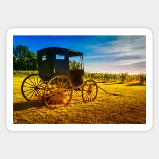 Old Horse Buggy At Sunset 1 Sticker